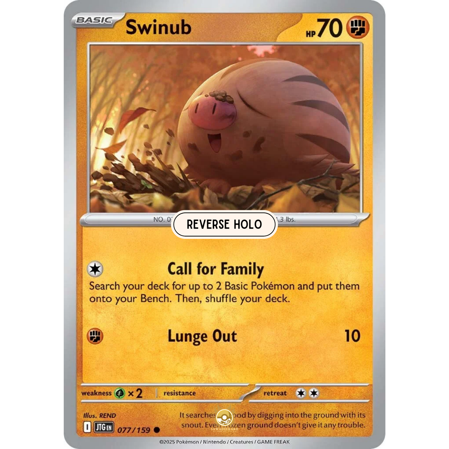 [ENG] Pokemon SV09 Journey Together: 077/159 Swinub [Fighting] [C - Common] (Reverse Holo)