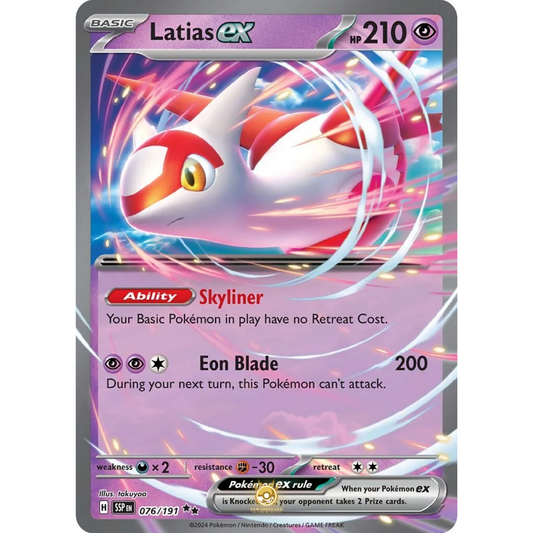 [ENG] Pokemon SV08 Surging Sparks: 076/191 Latias ex [Psychic] [RR - Double Rare] (Foil)