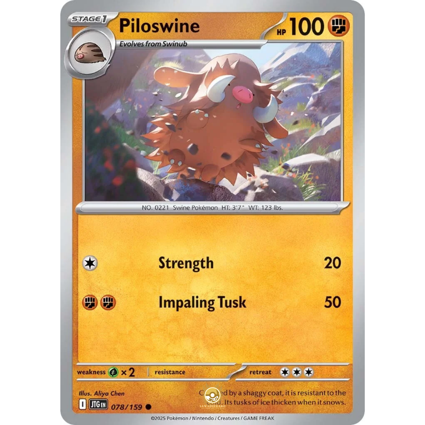 [ENG] Pokemon SV09 Journey Together: 078/159 Piloswine [Fighting] [C - Common] (Non-foil)