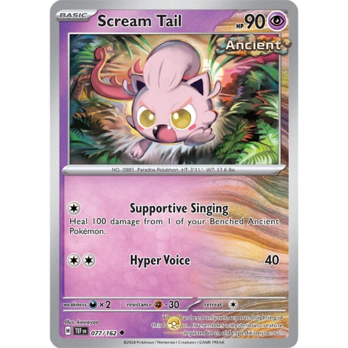 [ENG]	SV05	Temporal Forces:	077/162	Scream Tail	[Psychic]	[U - Uncommon]	(Non-Foil)