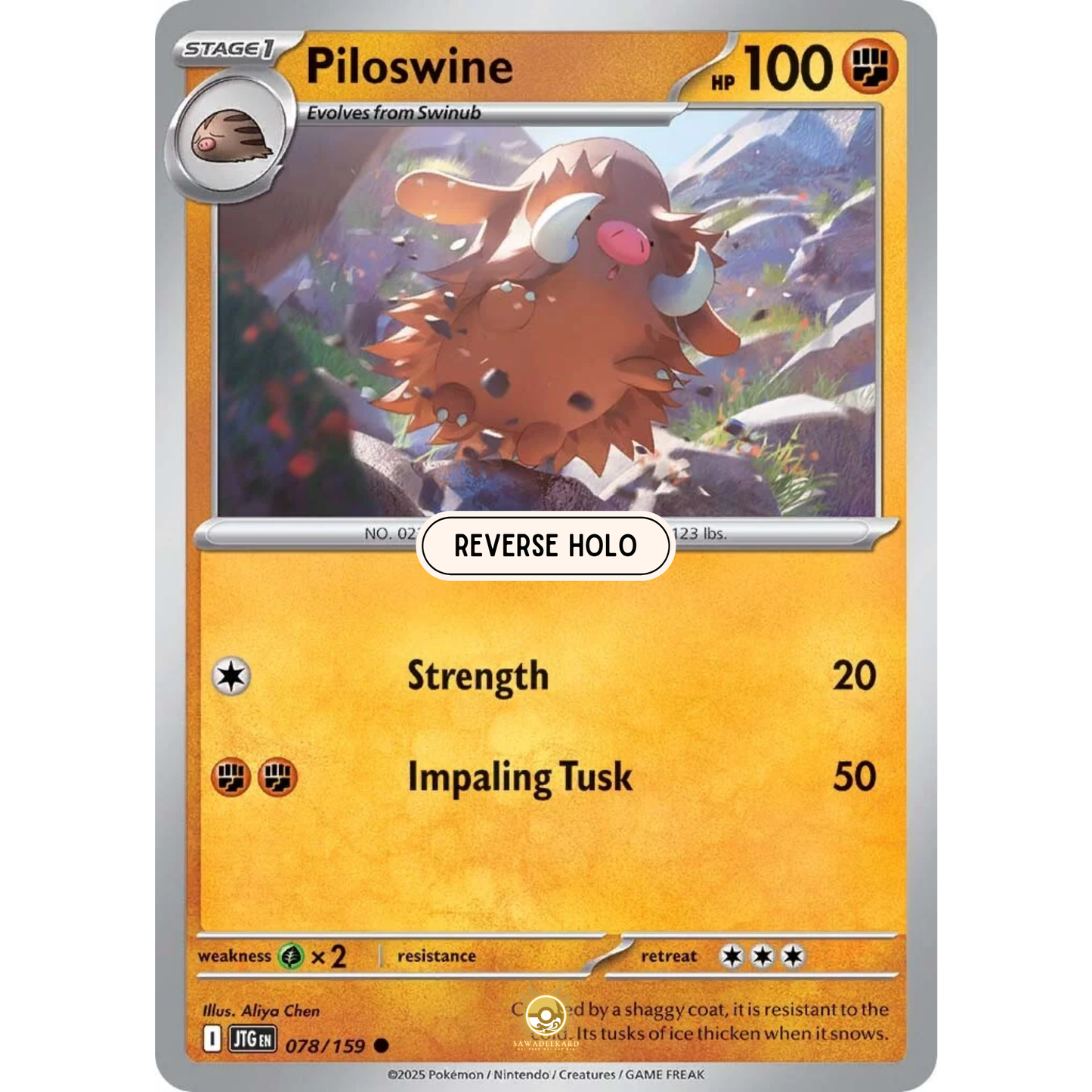 [ENG] Pokemon SV09 Journey Together: 078/159 Piloswine [Fighting] [C - Common] (Reverse Holo)