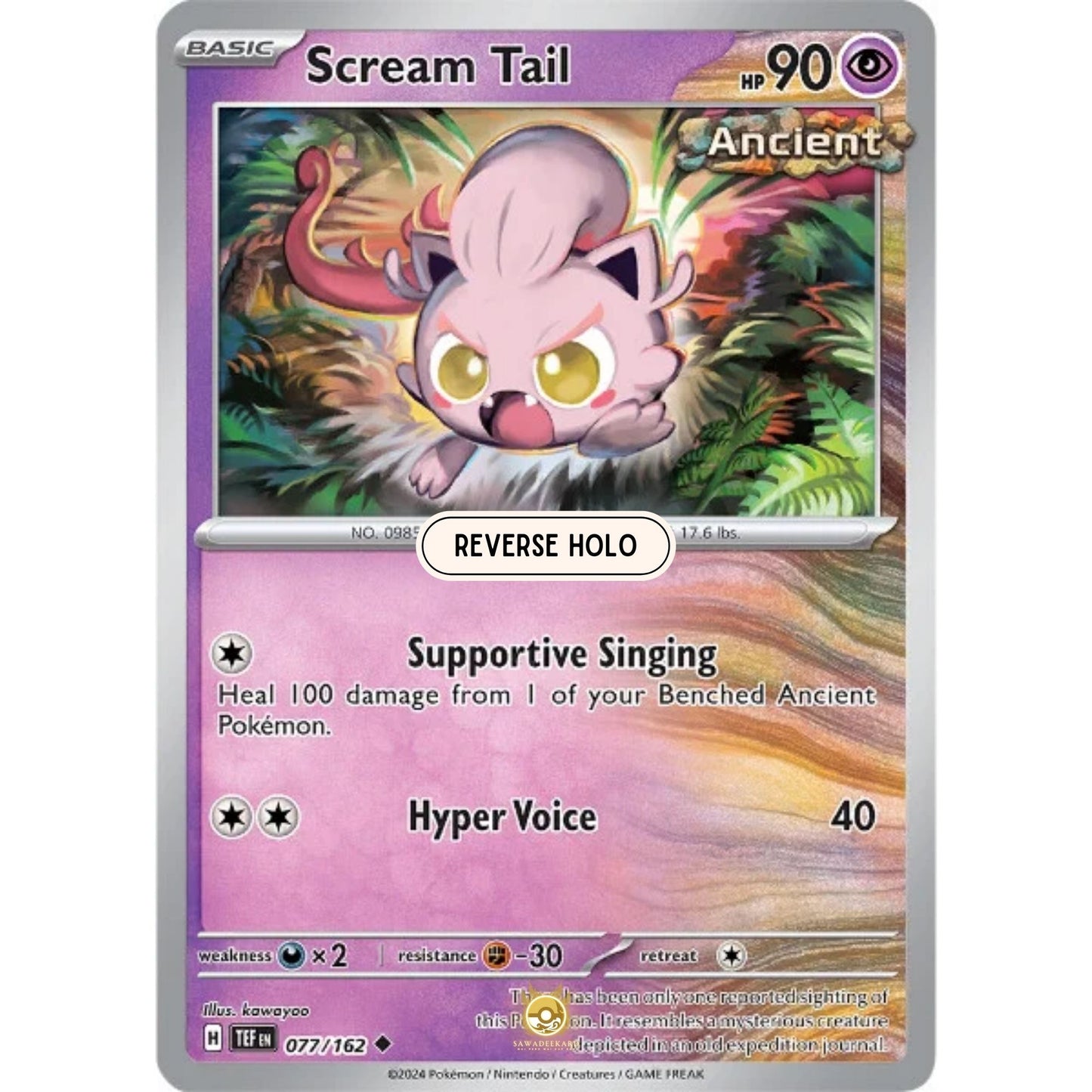 [ENG]	SV05	Temporal Forces:	077/162	Scream Tail	[Psychic]	[U - Uncommon]	(Reverse Holo)