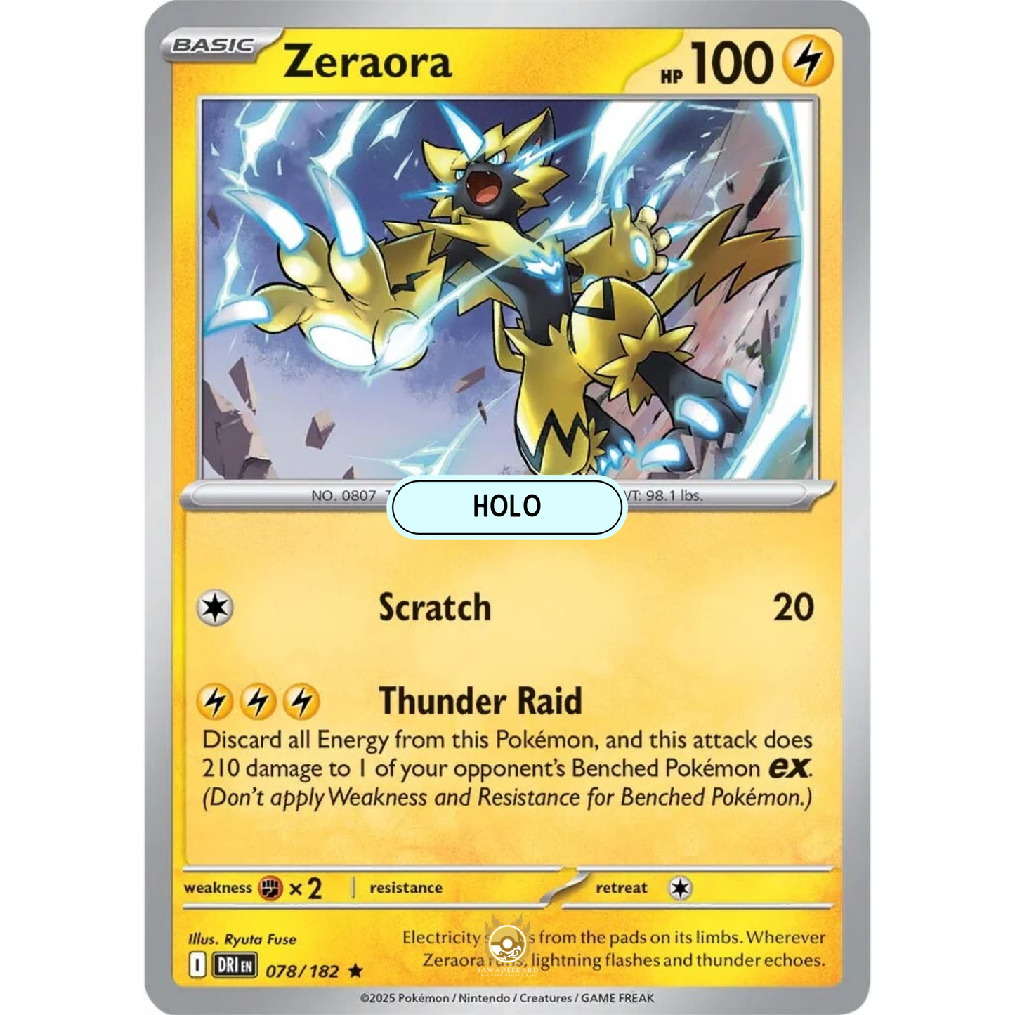 [ENG] Pokemon SV10 Destined Rivals: 078/182 Zeraora [Lightning] [R - Rare] (Foil)