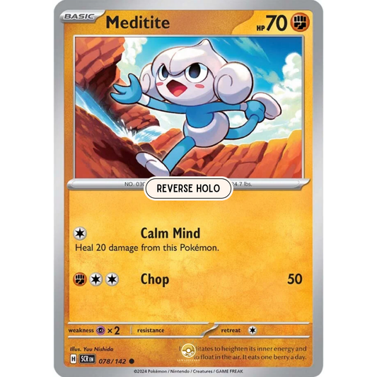 [ENG] Pokemon SV07 Stellar Crown: 078/142 Meditite [Fighting] [C - Common] (Reverse Holo)