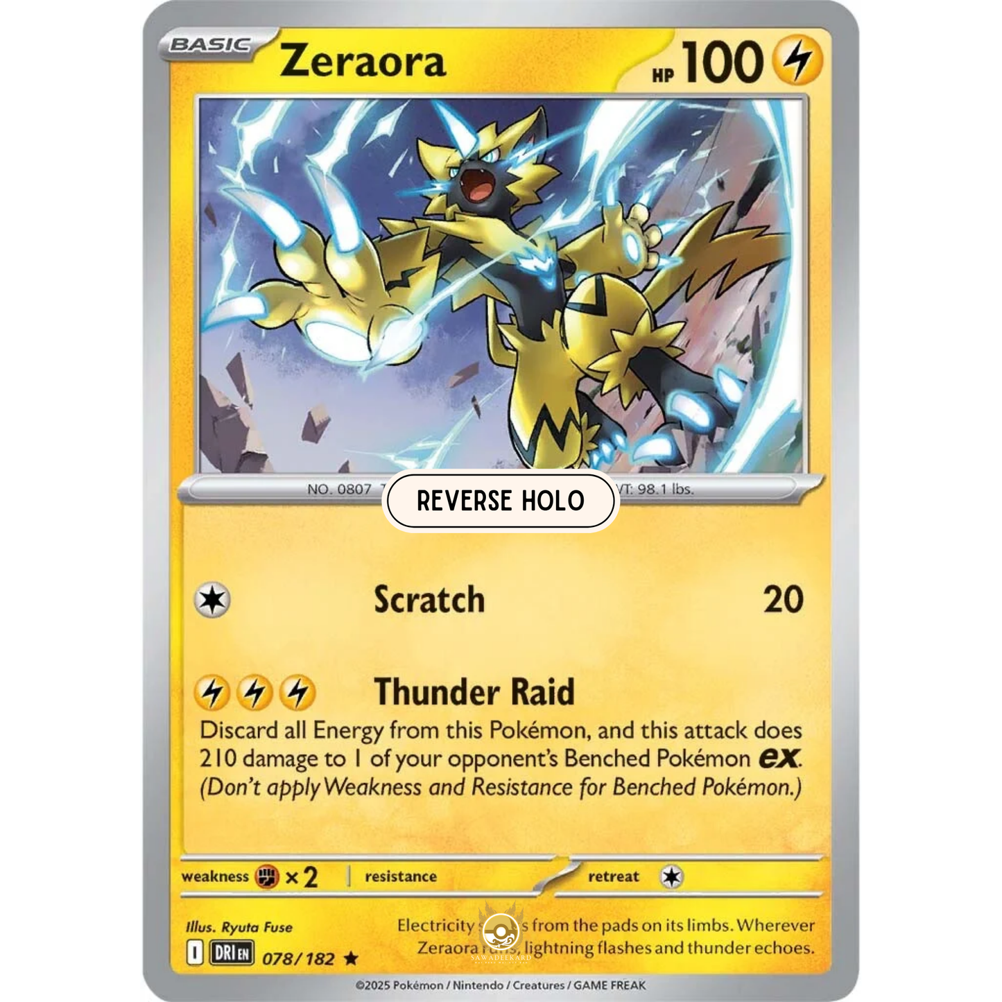 [ENG] Pokemon SV10 Destined Rivals: 078/182 Zeraora [Lightning] [R - Rare] (Reverse Holo)