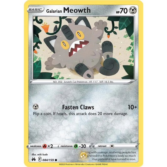 [ENG] SWSH 12.5 Crown Zenith: 084/159 Galarian Meowth C (Non-Foil)