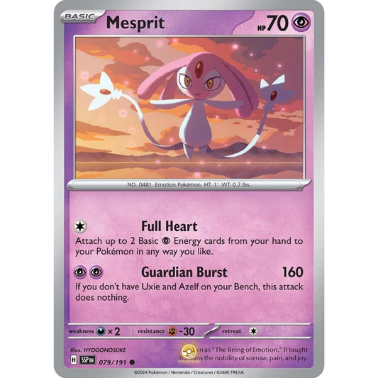 [ENG] Pokemon SV08 Surging Sparks: 079/191 Mesprit [Psychic] [C - Common] (Non-foil)