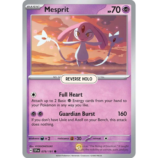 [ENG] Pokemon SV08 Surging Sparks: 079/191 Mesprit [Psychic] [C - Common] (Reverse Holo)