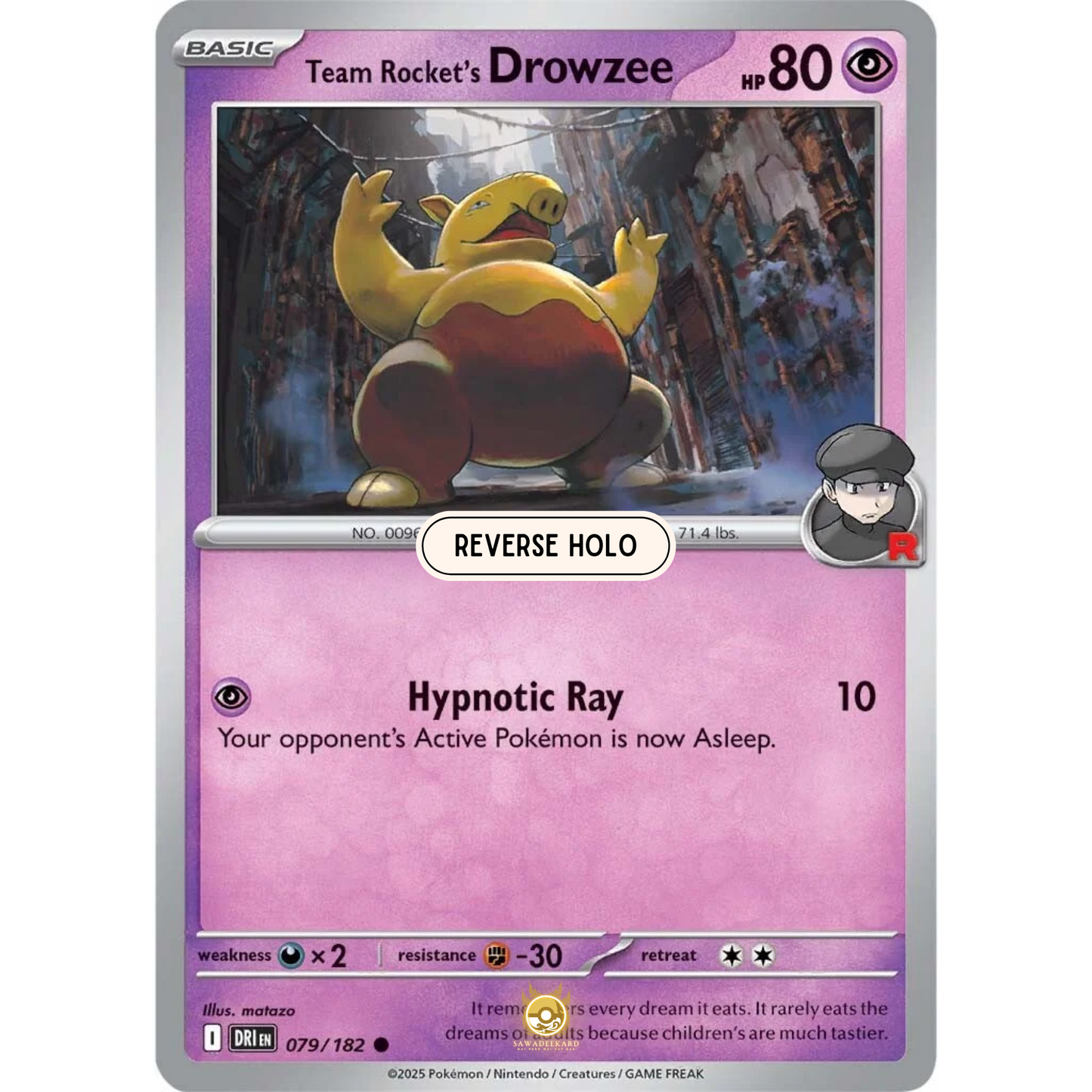[ENG] Pokemon SV10 Destined Rivals: 079/182 Team Rocket's Drowzee [Psychic] [C - Common] (Reverse Holo)
