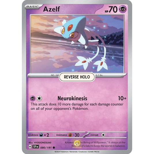 [ENG] Pokemon SV08 Surging Sparks: 080/191 Azelf [Psychic] [C - Common] (Reverse Holo)