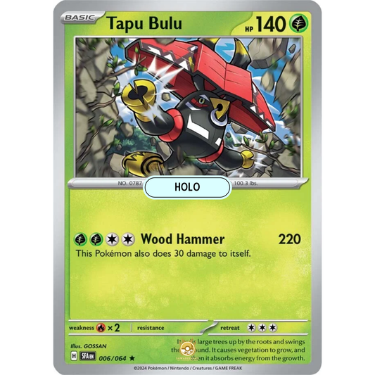 [ENG] Pokemon SV6.5 Shrouded Fable: 006/064 Tapu Bulu [Grass] [R - Rare] (Foil)