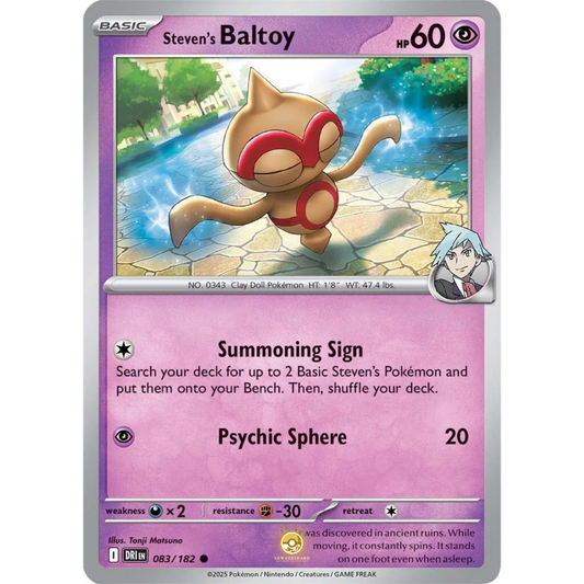[ENG] Pokemon SV10 Destined Rivals: 083/182 Steven's Baltoy [Psychic] [C - Common] (Non-foil)