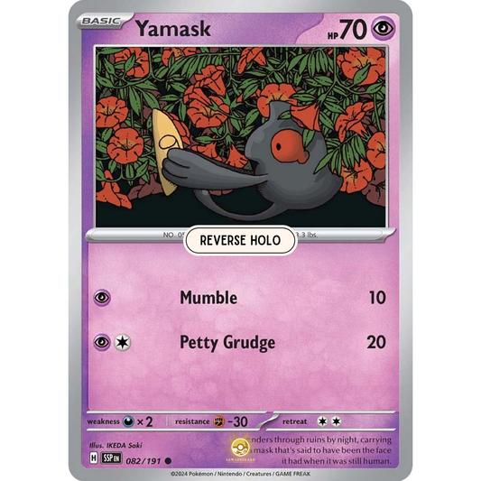 [ENG] Pokemon SV08 Surging Sparks: 082/191 Yamask [Psychic] [C - Common] (Reverse Holo)