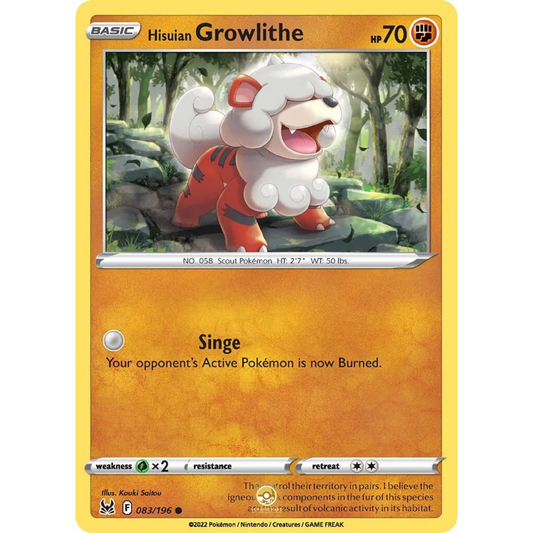 [ENG] SWSH 11 Lost Origin: 083/196 Hisuian Growlithe C (Non-Foil)