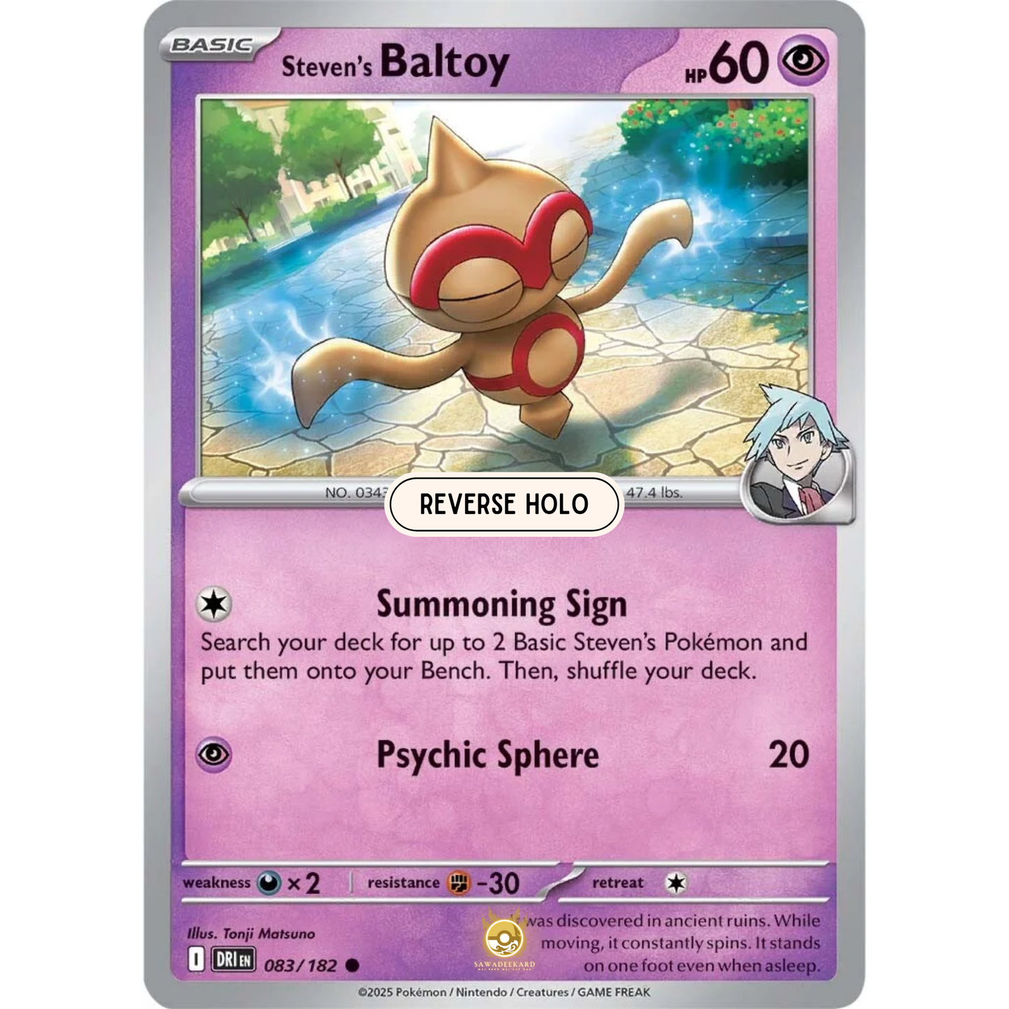 [ENG] Pokemon SV10 Destined Rivals: 083/182 Steven's Baltoy [Psychic] [C - Common] (Reverse Holo)