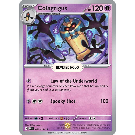 [ENG] Pokemon SV08 Surging Sparks: 083/191 Cofagrigus [Psychic] [R - Rare] (Reverse Holo)