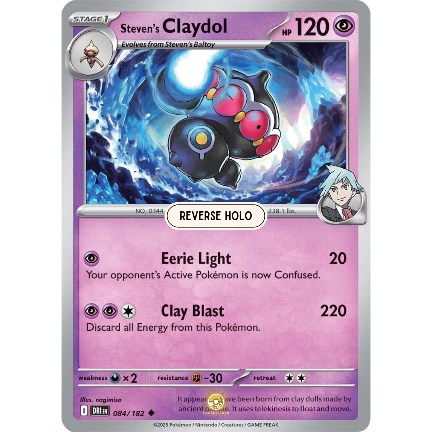 [ENG] Pokemon SV10 Destined Rivals: 084/182 Steven's Claydol [Psychic] [U - Uncommon] (Reverse Holo)
