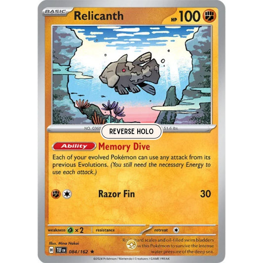 [ENG]	SV05	Temporal Forces:	084/162	Relicanth	[Fighting]	[R - Rare]	(Reverse Holo)