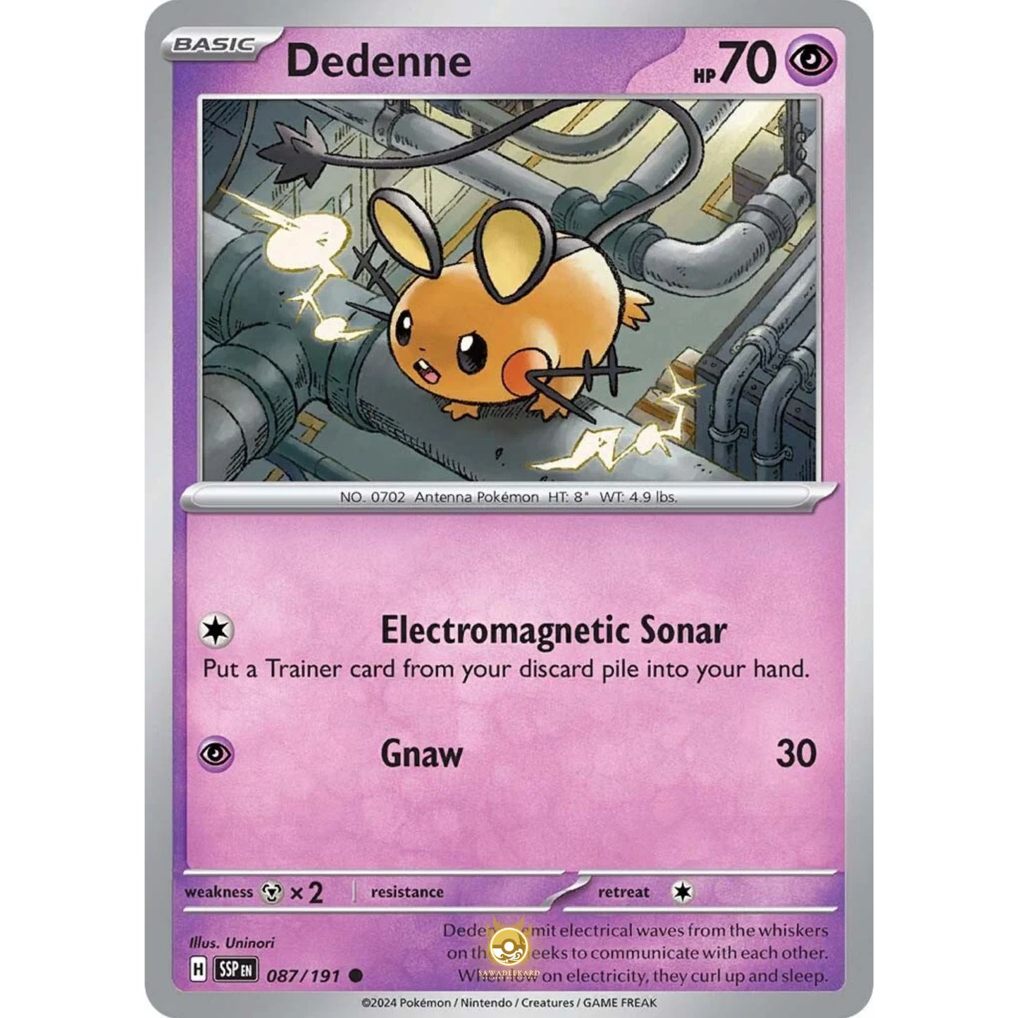 [ENG] Pokemon SV08 Surging Sparks: 087/191 Dedenne [Psychic] [C - Common] (Non-foil)