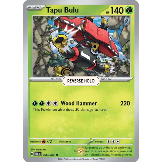 [ENG] Pokemon SV6.5 Shrouded Fable: 006/064 Tapu Bulu [Grass] [R - Rare] (Reverse Holo)