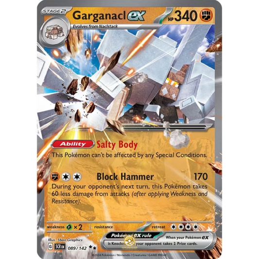 [ENG] Pokemon SV07 Stellar Crown: 089/142 Garganacl ex [Fighting] [RR - Double Rare] (Foil)