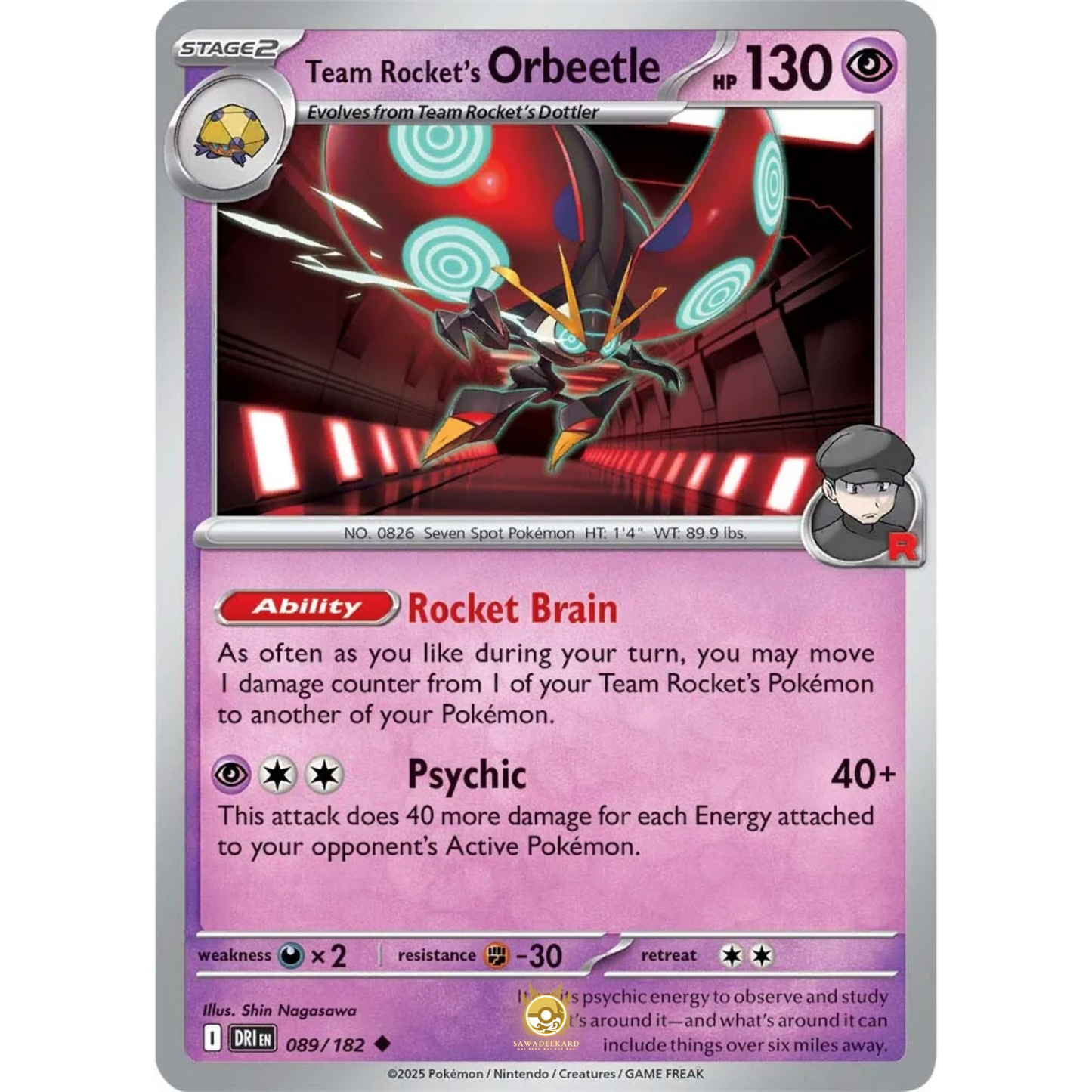 [ENG] Pokemon SV10 Destined Rivals: 089/182 Team Rocket's Orbeetle [Psychic] [U - Uncommon] (Non-foil)