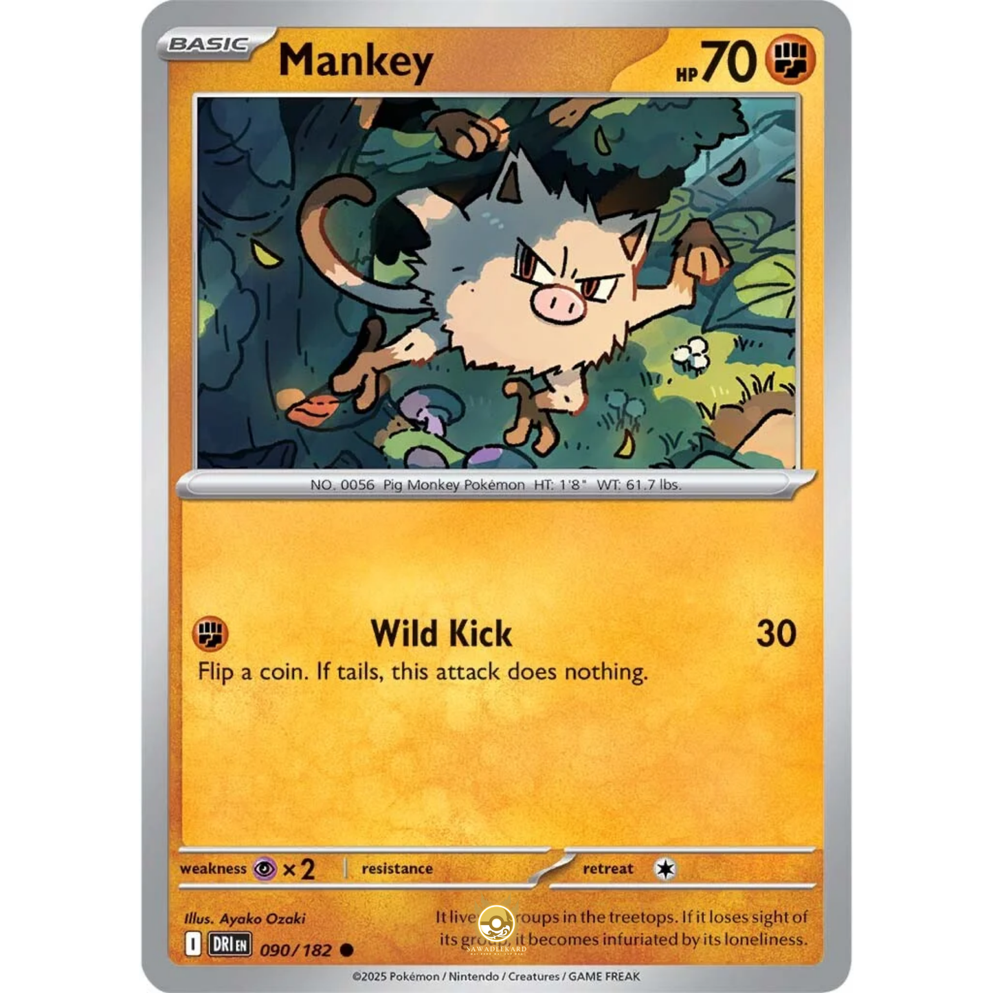 [ENG] Pokemon SV10 Destined Rivals: 090/182 Mankey [Fighting] [C - Common] (Non-foil)