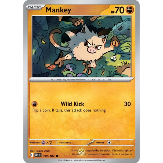 [ENG] Pokemon SV10 Destined Rivals: 090/182 Mankey [Fighting] [C - Common] (Non-foil)