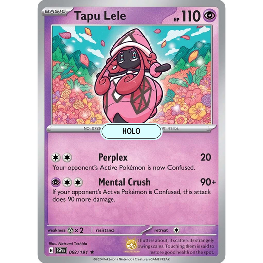 [ENG] Pokemon SV08 Surging Sparks: 092/191 Tapu Lele [Psychic] [R - Rare] (Foil)