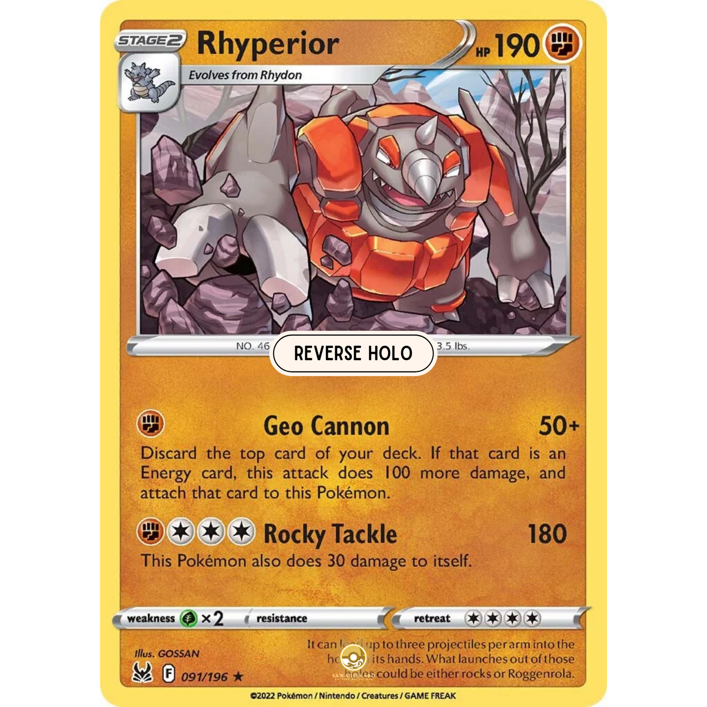 [ENG] SWSH 11 Lost Origin: 091/196 Rhyperior R (Reverse Holo)