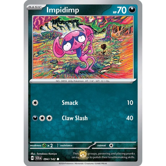 [ENG] Pokemon SV07 Stellar Crown: 094/142 Impidimp [Darkness] [C - Common] (Non-foil)
