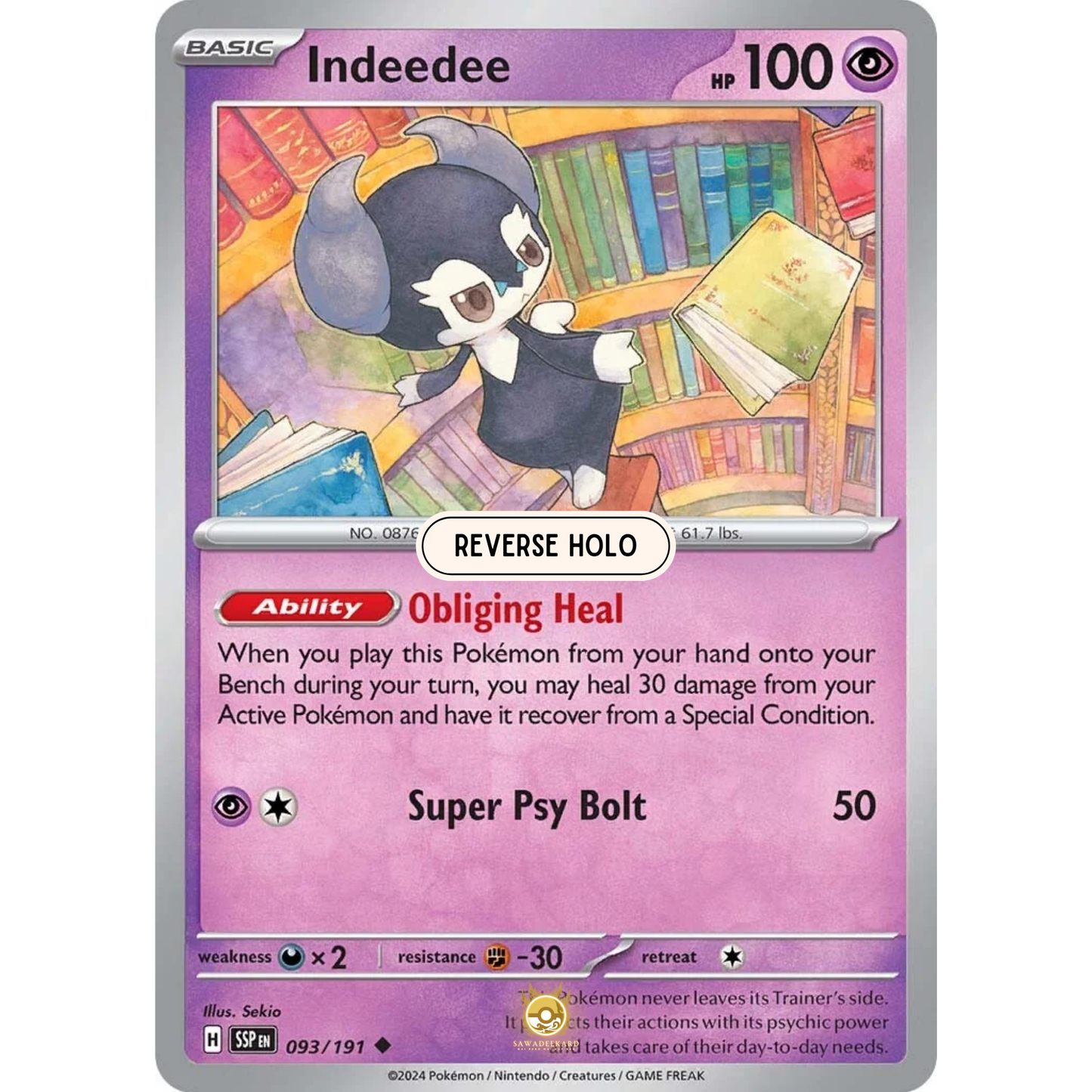 [ENG] Pokemon SV08 Surging Sparks: 093/191 Indeedee [Psychic] [U - Uncommon] (Reverse Holo)