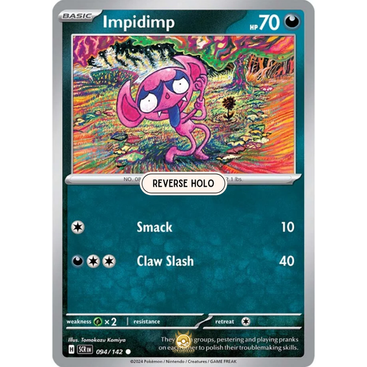 [ENG] Pokemon SV07 Stellar Crown: 094/142 Impidimp [Darkness] [C - Common] (Reverse Holo)