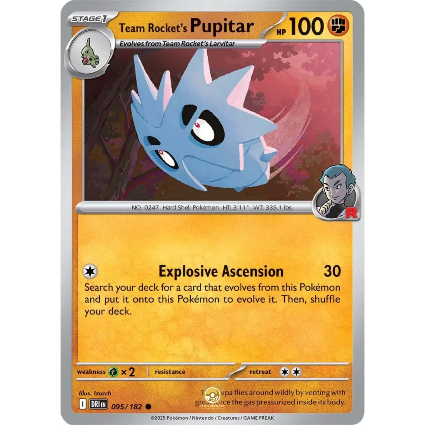 [ENG] Pokemon SV10 Destined Rivals: 095/182 Team Rocket's Pupitar [Fighting] [C - Common] (Non-foil)