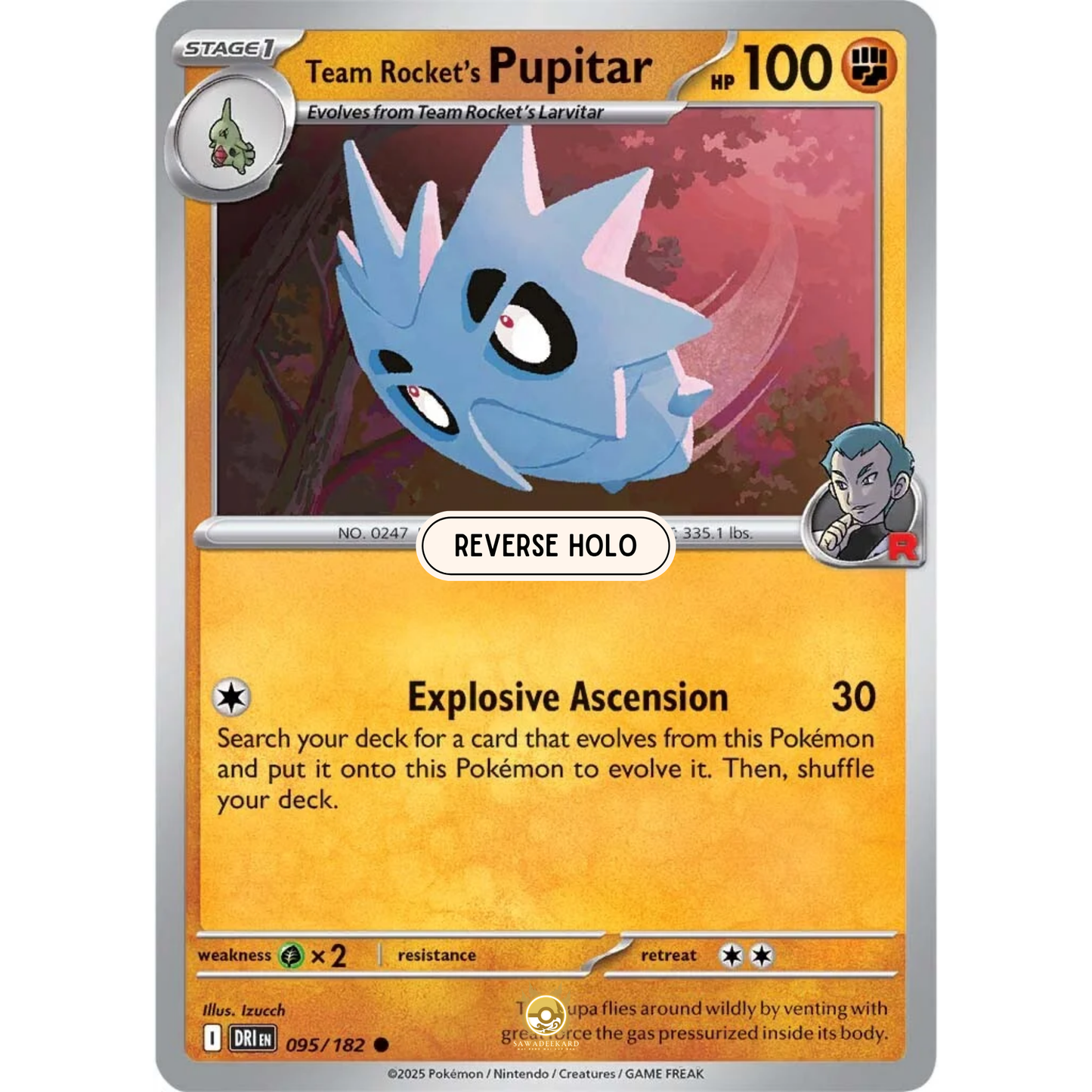 [ENG] Pokemon SV10 Destined Rivals: 095/182 Team Rocket's Pupitar [Fighting] [C - Common] (Reverse Holo)