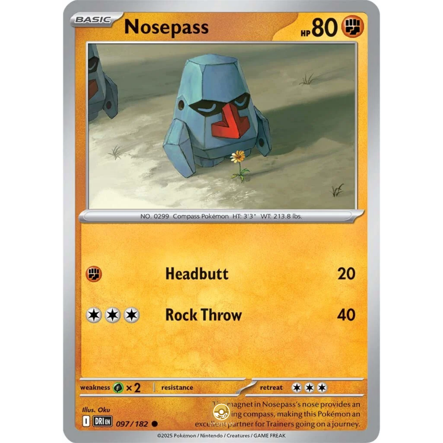 [ENG] Pokemon SV10 Destined Rivals: 097/182 Nosepass [Fighting] [C - Common] (Non-foil)