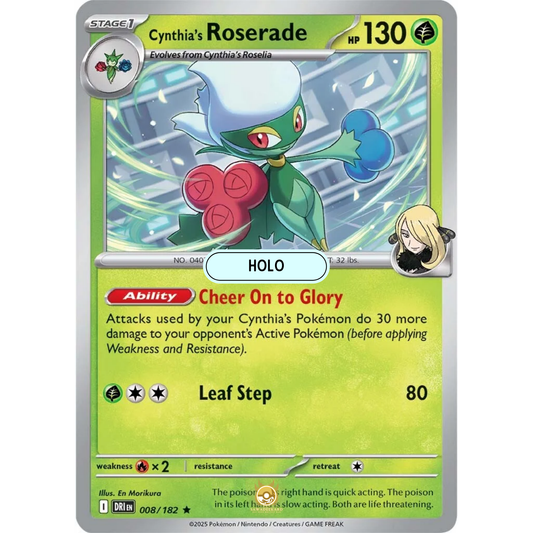 [ENG] Pokemon SV10 Destined Rivals: 008/182 Cynthia's Roserade [Grass] [R - Rare] (Foil)