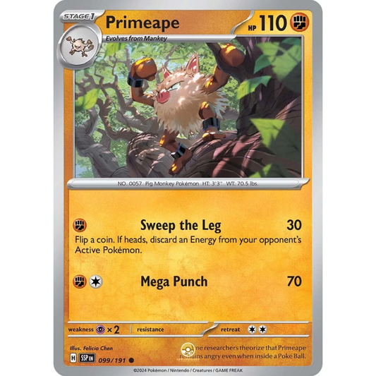 [ENG] Pokemon SV08 Surging Sparks: 099/191 Primeape [Fighting] [C - Common] (Non-foil)