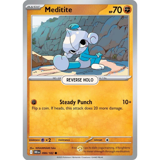 [ENG] Pokemon SV10 Destined Rivals: 099/182 Meditite [Fighting] [C - Common] (Reverse Holo)
