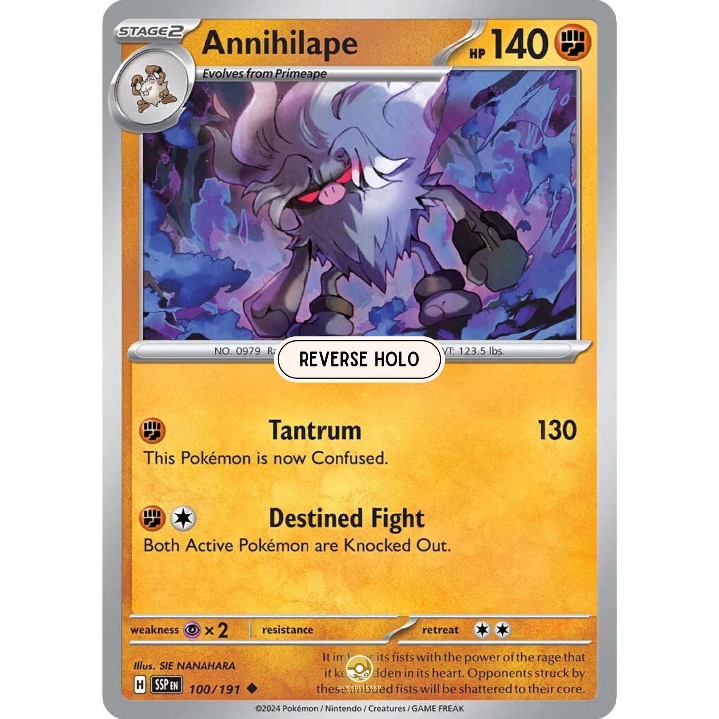 [ENG] Pokemon SV08 Surging Sparks: 100/191 Annihilape [Fighting] [U - Uncommon] (Reverse Holo)