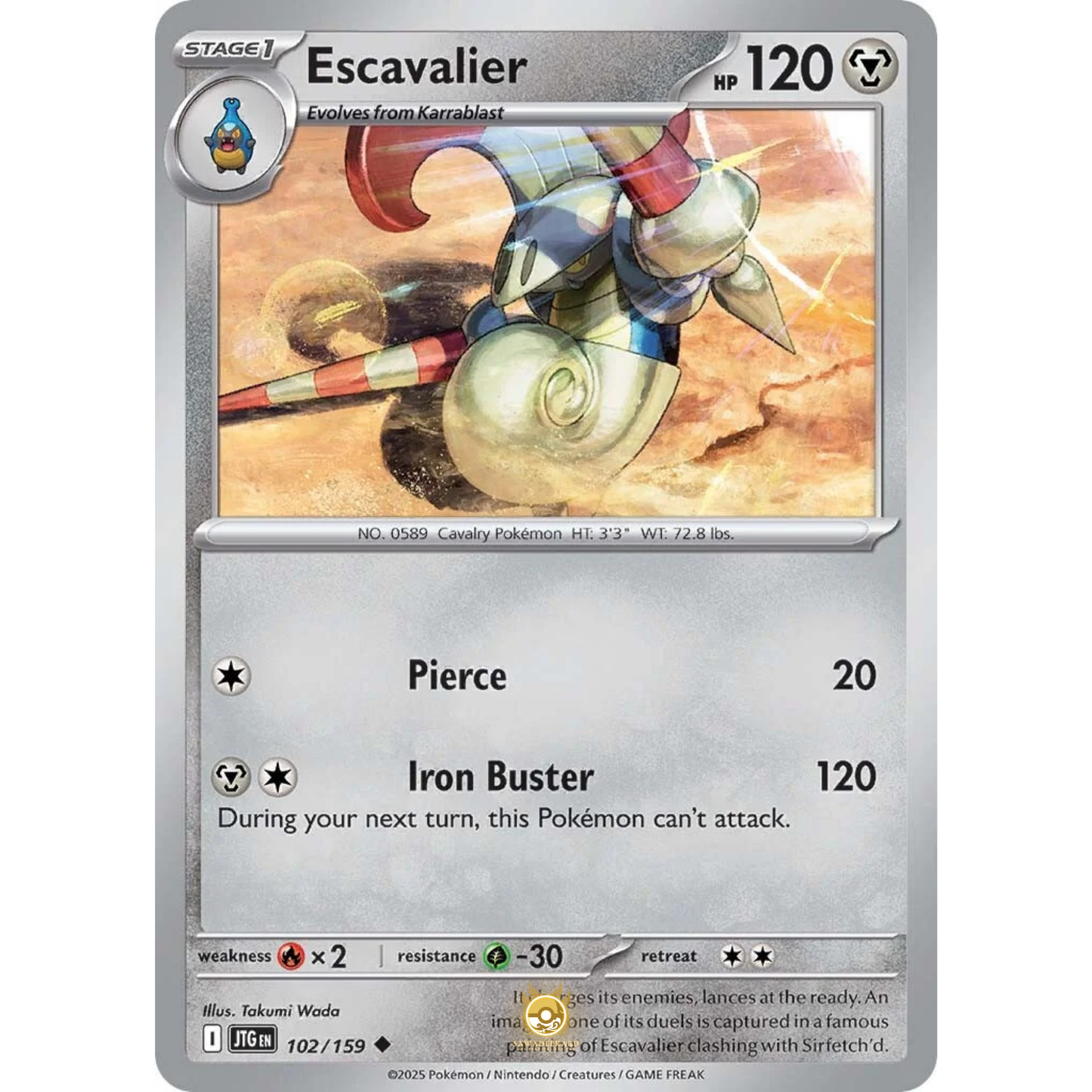[ENG] Pokemon SV09 Journey Together: 102/159 Escavalier [Metal] [U - Uncommon] (Non-foil)