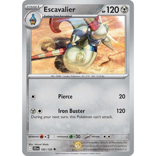 [ENG] Pokemon SV09 Journey Together: 102/159 Escavalier [Metal] [U - Uncommon] (Non-foil)