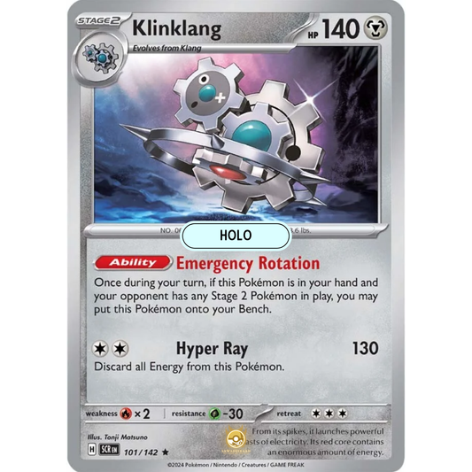 [ENG] Pokemon SV07 Stellar Crown: 101/142 Klinklang [Metal] [R - Rare] (Foil)