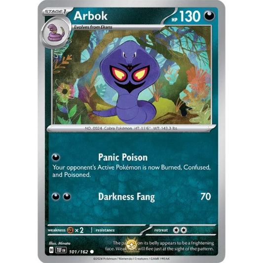 [ENG]	SV05	Temporal Forces:	101/162	Arbok	[Darkness]	[C - Common]	(Non-Foil)