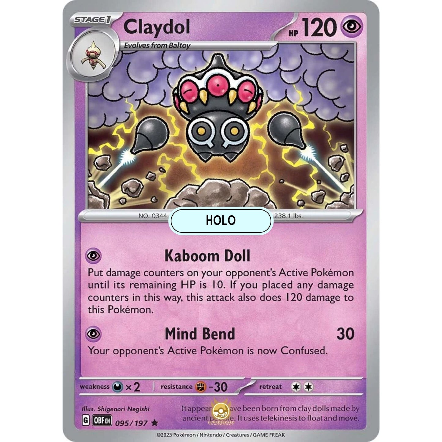 [ENG]	SV03	Obsidian Flames:	095/197	Claydol	R	(Foil)