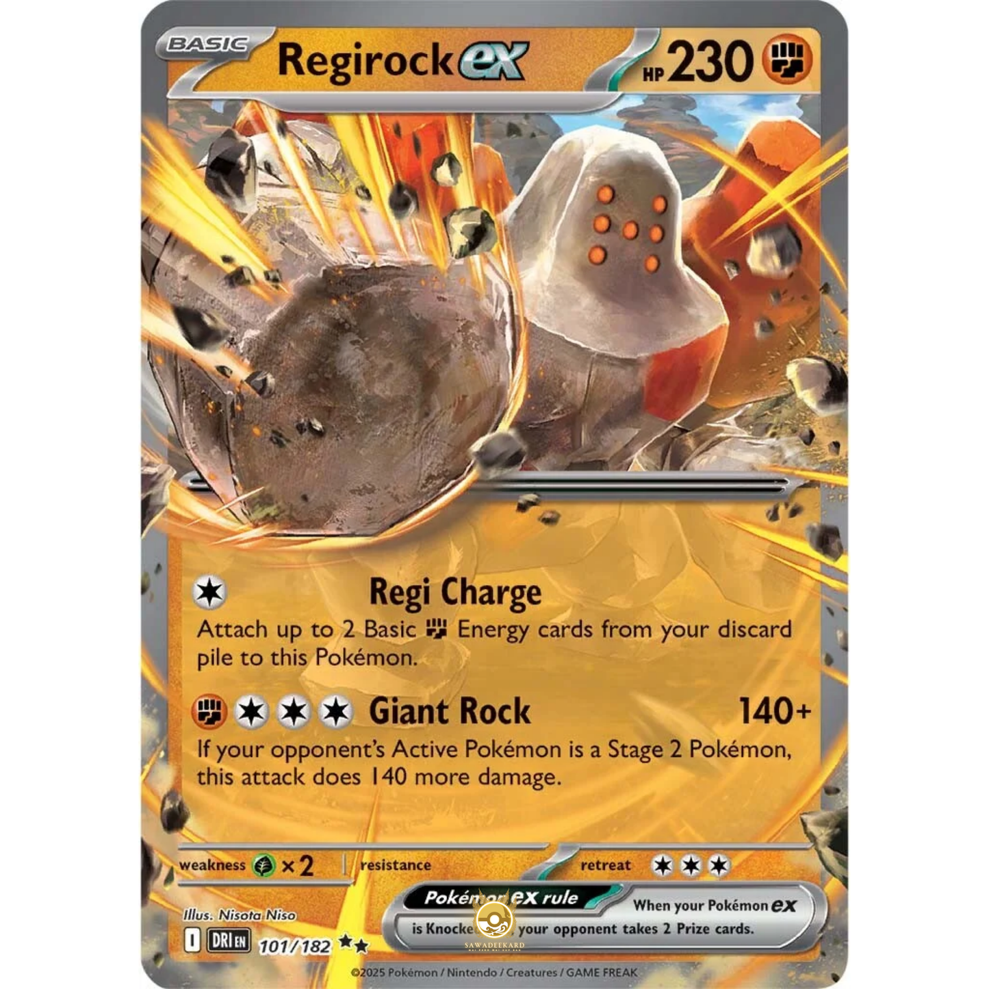 [ENG] Pokemon SV10 Destined Rivals: 101/182 Regirock ex [Fighting] [RR - Double Rare] (Foil)
