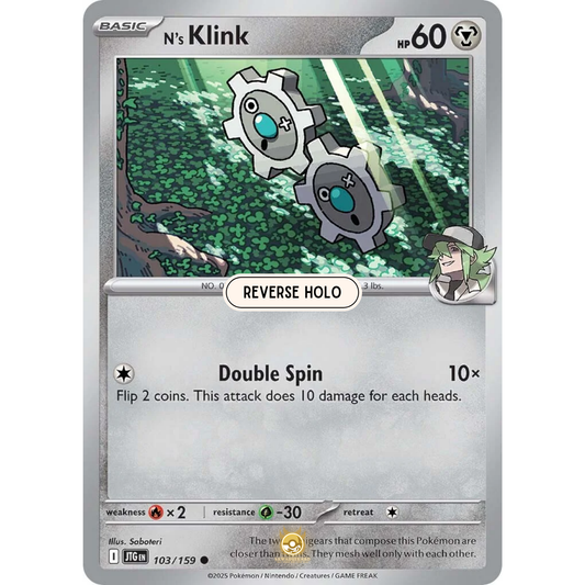 [ENG] Pokemon SV09 Journey Together: 103/159 N's Klink [Metal] [C - Common] (Reverse Holo)