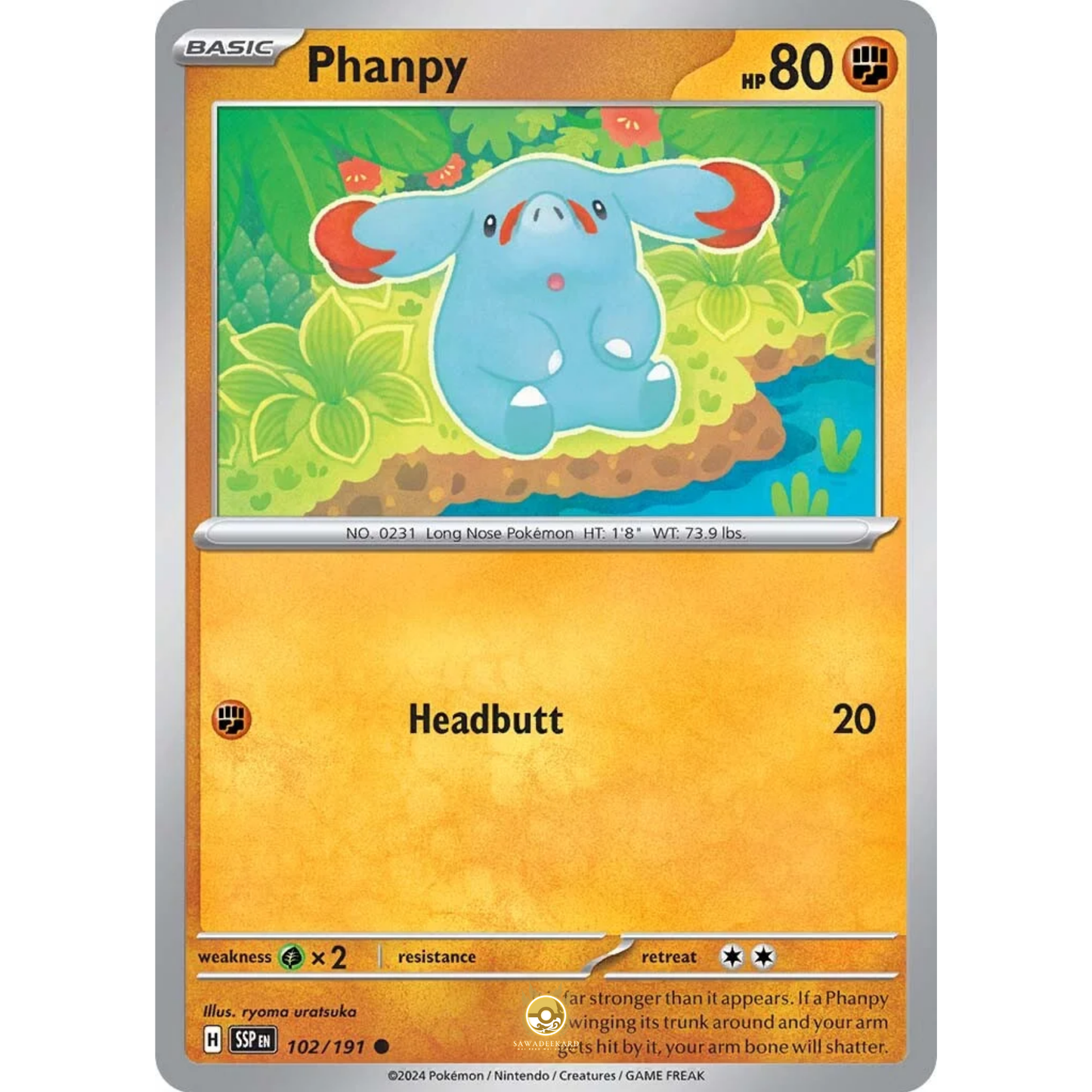 [ENG] Pokemon SV08 Surging Sparks: 102/191 Phanpy [Fighting] [C - Common] (Non-foil)