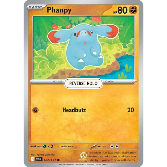 [ENG] Pokemon SV08 Surging Sparks: 102/191 Phanpy [Fighting] [C - Common] (Reverse Holo)