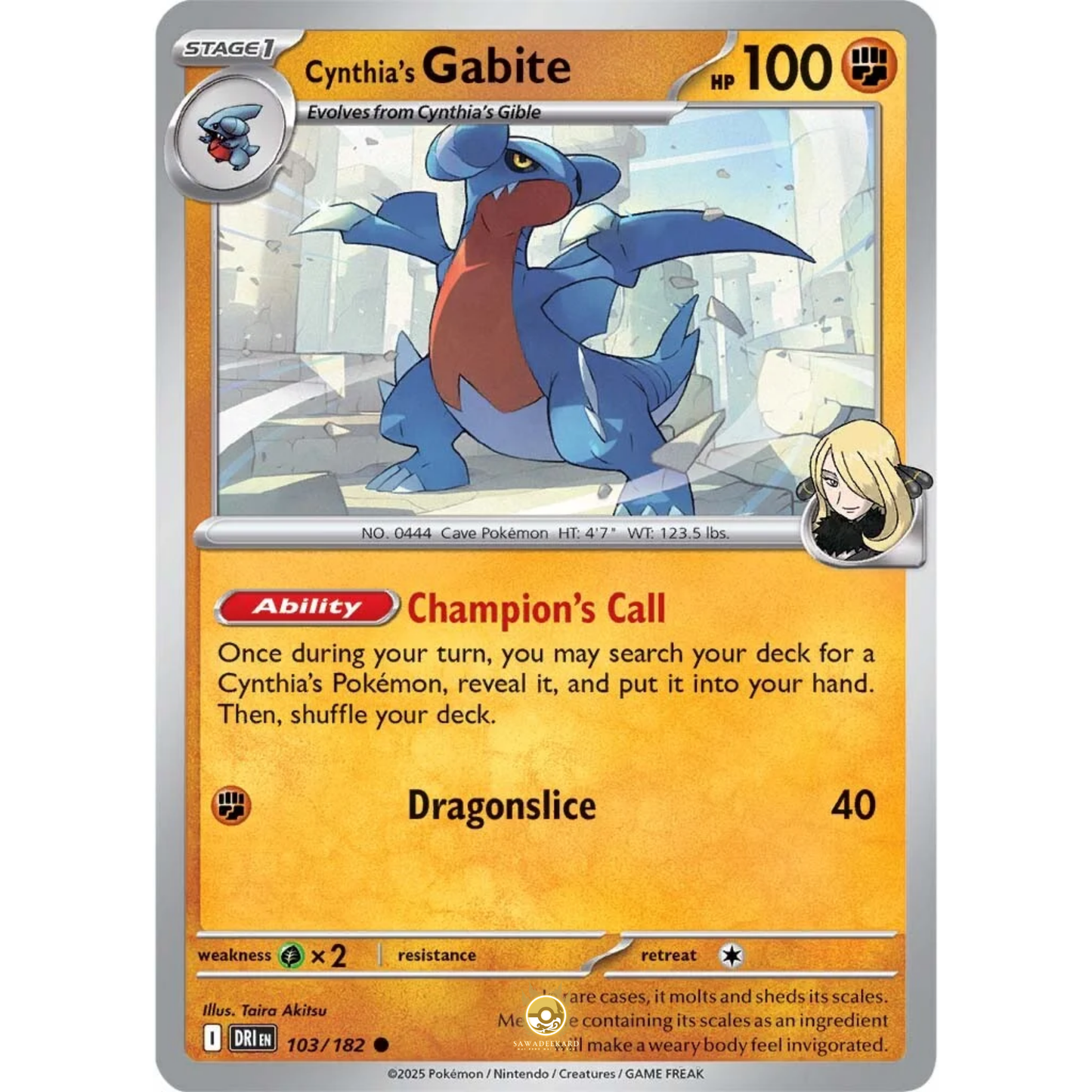 [ENG] Pokemon SV10 Destined Rivals: 103/182 Cynthia's Gabite [Fighting] [C - Common] (Non-foil)